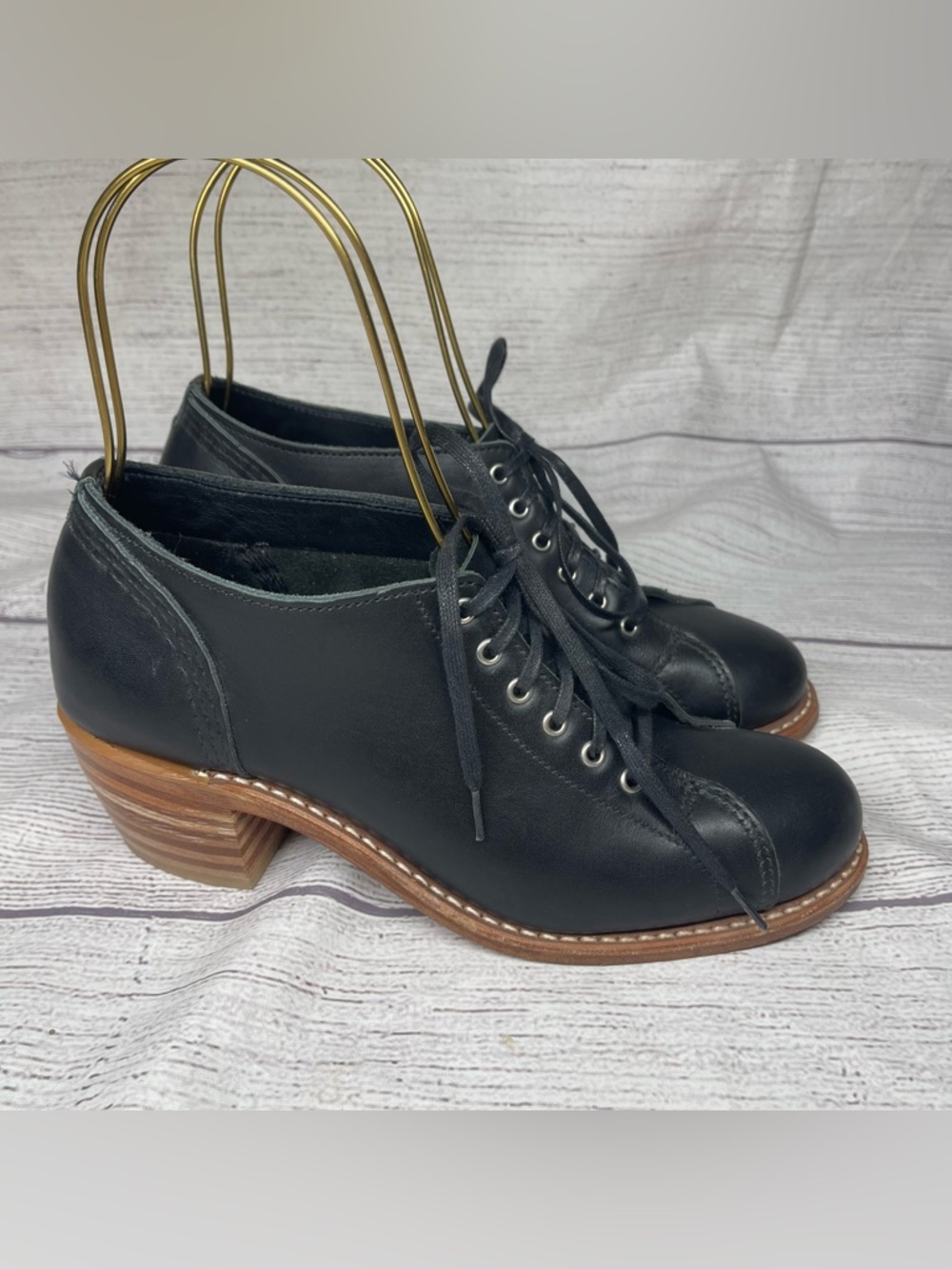 Red Wing Women’s 7 Heritage Faye Black Leather Lace Up Block Heel Boots - Picture 2 of 8